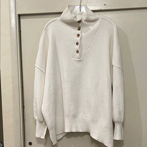 Lillusory Cream Cowl Neck Sweater with Button Detail